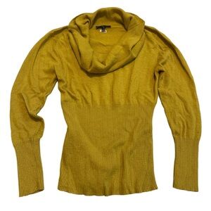 Slonl Cowl Neck Sweater Mustard Yellow Ribbed Knit Top Small